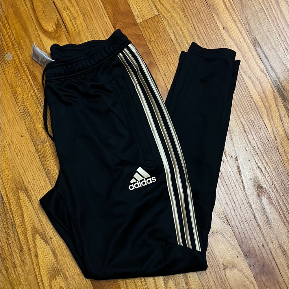 Adidas Black Sweatpants with Tapered Fit and Elastic Cuffs